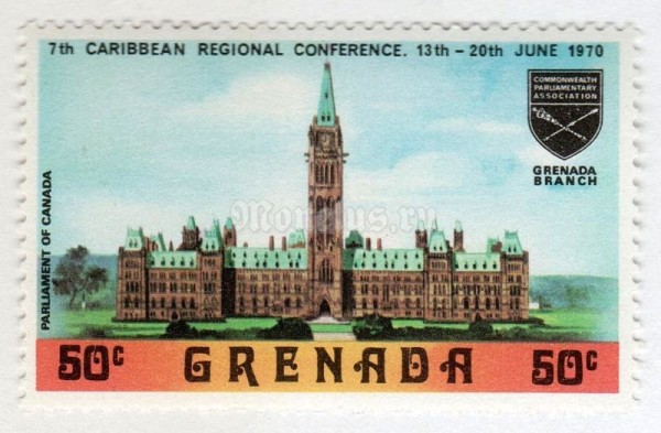 марка Гренада 50 центов "Canadian Parliament" 1970 год