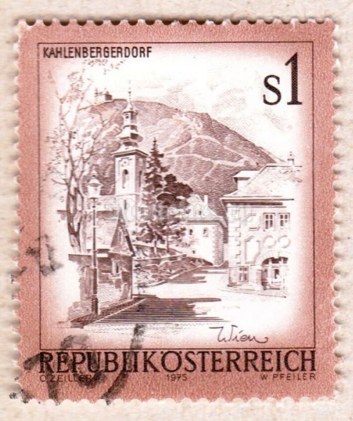 марка Австрия 1 Австрийский шиллинг "Кахленбергердорф" 1975 год