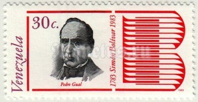 марка Венесуэла 30 сентимо 1984 год Педро Гуаль