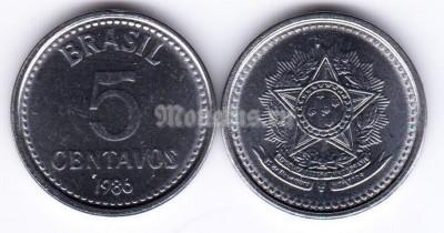 монета Бразилия 5 сентаво 1986 год