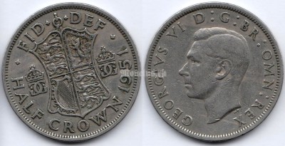 монета Великобритания 1/2 кроны 1951 год Георг VI