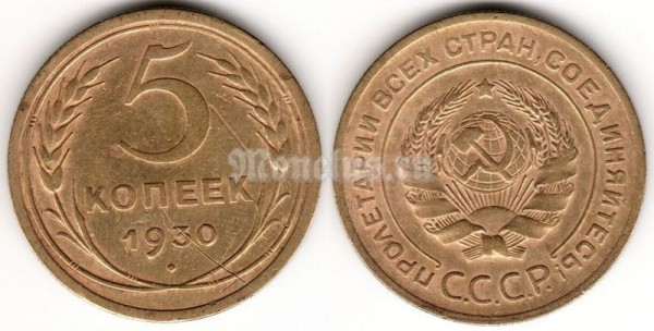 монета 5 копеек 1930 год (15591)