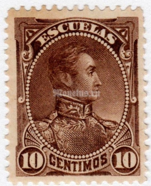 марка Венесуэла 10 сентимо "Simón Bolívar" 1886 год 