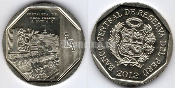монета Перу 1 новый соль 2012 год Серия богатство и гордость Перу - Крепость короля Филиппа
