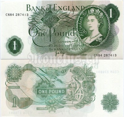 банкнота Великобритания 1 фунт 1960 - 1977 год