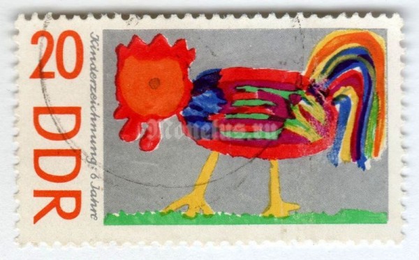 марка ГДР 20 пфенниг "Cock" 1967 год Гашение