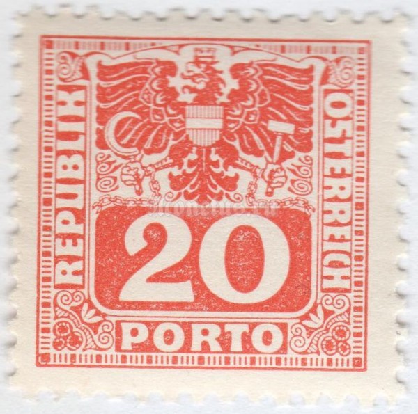 марка Австрия 20 рейхспфенинг "Coat of arms & digit" 1945 год