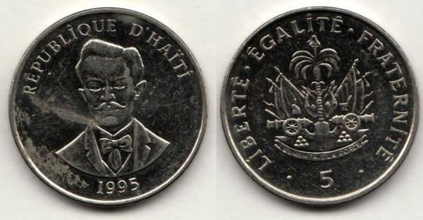 монета Гаити 5 сантимов 1995 год