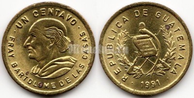 монета Гватемала 1 сентаво 1991 год