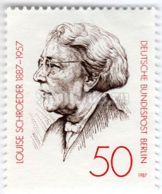 марка Западный Берлин 50 пфенниг "Louise Schroeder, politician (1887-1957)" 1987 год