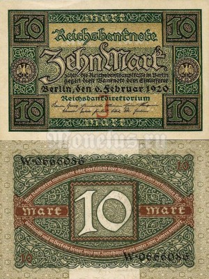 банкнота Германия 10 марок 1920 год