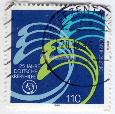 марка ФРГ 110 пфенниг "German Cancer Aid" 1999 год Гашение