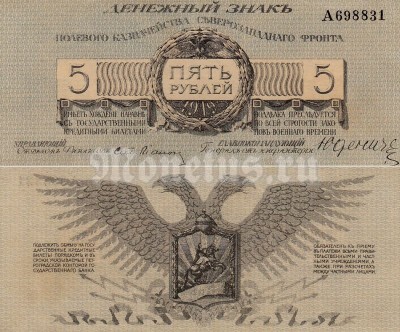 банкнота Россия 5 рублей 1919 год
