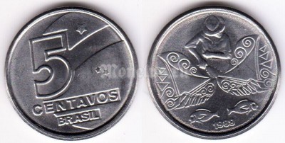 монета Бразилия 5 сентаво 1989 год