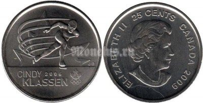 Монета Канада 25 центов 2009 год Синди Классен