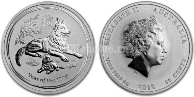 монета Австралия 50 центов 2018 год Собаки