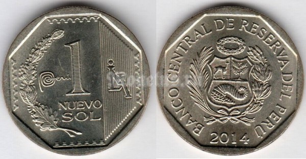 монета Перу 1 новый соль 2014 год
