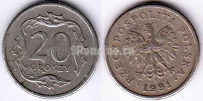 монета Польша 20 грошей 1991 год