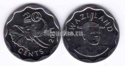 монета Свазиленд 20 центов 2011 год