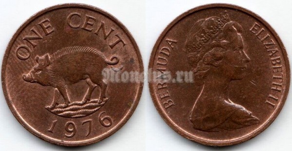 монета Бермуды 1 цент 1976 год