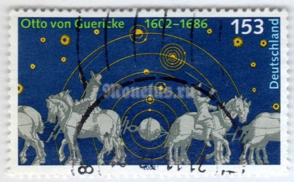 марка ФРГ 153 центов "Von Guericke, Otto" 2002 год Гашение