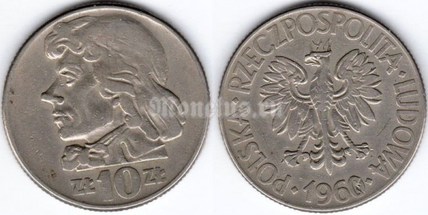 монета Польша 10 злотых 1960 год - Тадеуш Костюшко