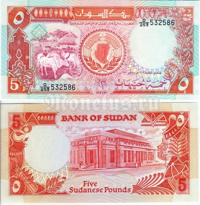 бона Судан 5 фунтов 1991 год