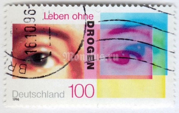 марка ФРГ 100 пфенниг "Eyes of a woman" 1996 год Гашение