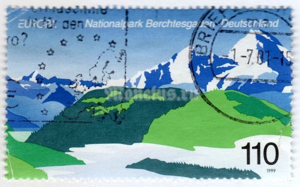 марка ФРГ 110 пфенниг "C.E.P.T.- Berchtesgaden National Park" 1999 год Гашение