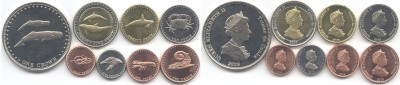 Тристан да Кунья набор из 8-ми монет животные
