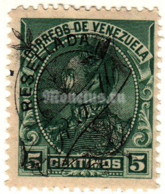 марка Венесуэла 5 сентимо 1900-01 год Симон Боливар