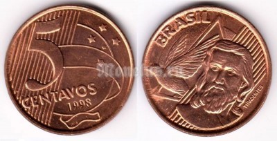 монета Бразилия 5 сентаво 1998 год