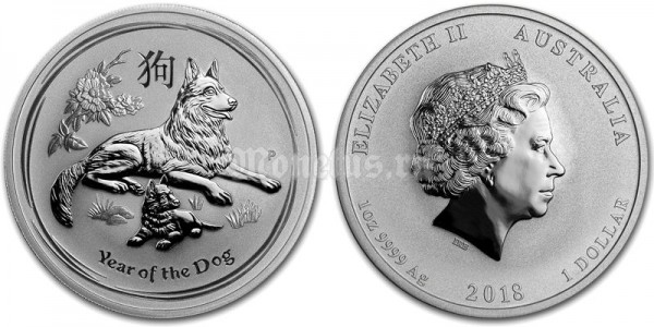 монета Австралия 1 доллар 2018 год Собаки