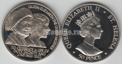 монета Остров Святой Елены  50 пенсов 2002 год