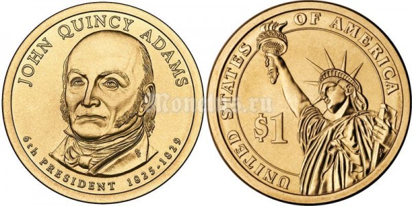Монета 1 доллар 2008 год Джон Куинси Адамс 6-й президент США