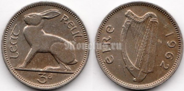 монета Ирландия 3 пенса 1962 год