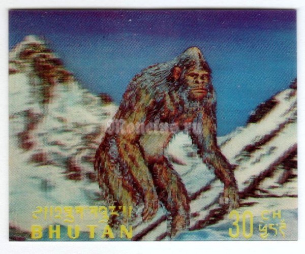 марка Бутан 30 чертум "Abominable snowman" 1970 год 