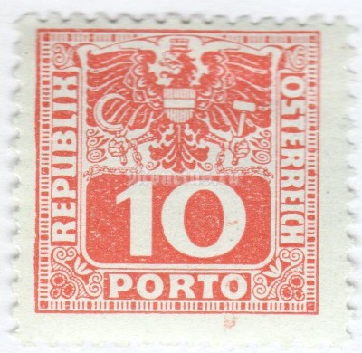 марка Австрия 10 рейхспфенинг "Coat of arms & digit" 1945 год