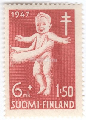 марка Финляндия 6+1,50 марок "Health Gymnastics for Children" 1947 год