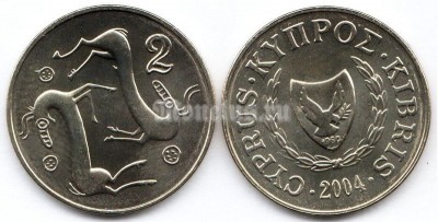 монета Кипр 2 цента 2004 год