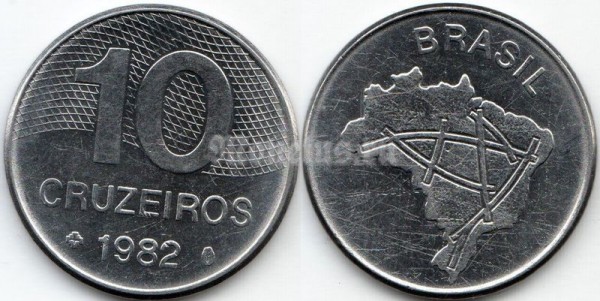 монета Бразилия 10 крузейро 1982 год