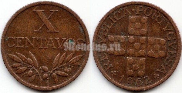 монета Португалия 10 сентаво 1962 год