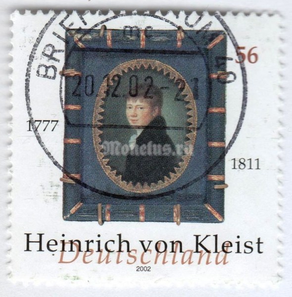 марка ФРГ 56 центов "Von Kleist, Heinrich" 2002 год Гашение