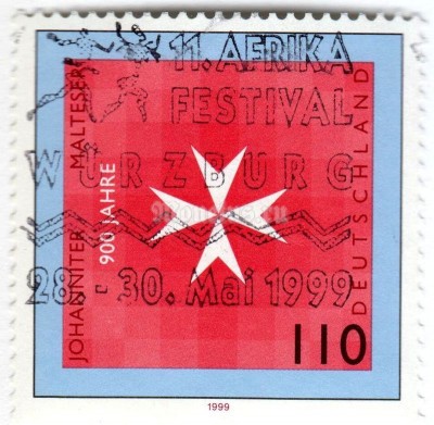 марка ФРГ 110 пфенниг "Malteser order" 1999 год Гашение