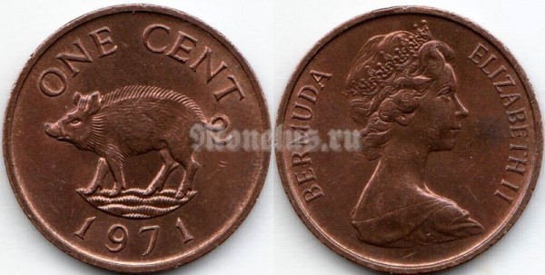 монета Бермуды 1 цент 1971 год