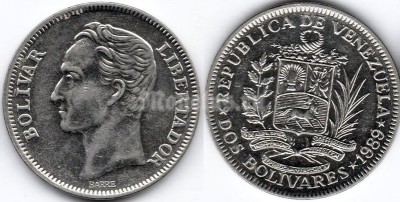 монета Венесуэла 2 боливара 1989 год