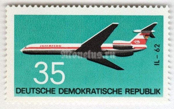 марка ГДР 35 пфенниг "Jetliner" 1972 год 