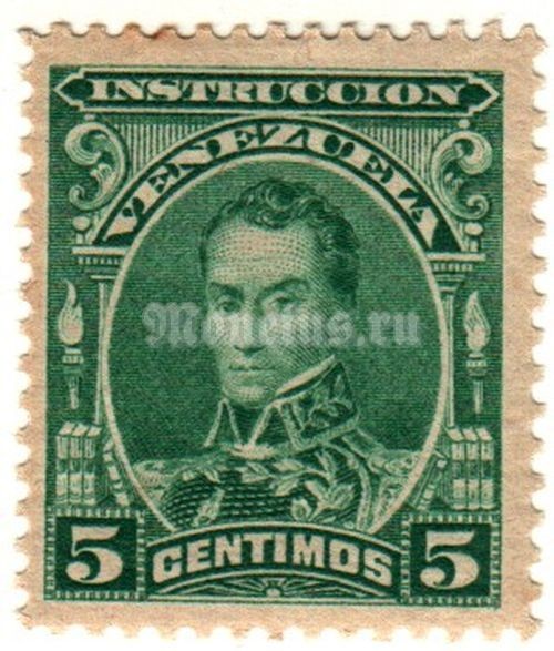 марка Венесуэла 5 сентимо 1904-07 год Генерал Боливар