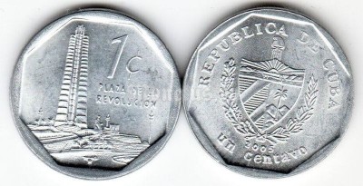 Монета Куба 1 сентаво 2005 год Площадь революции