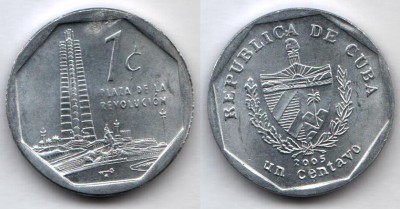 Монета Куба 1 сентаво 2005 год Площадь революции